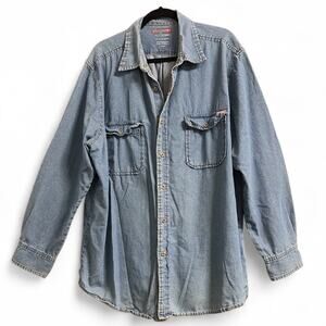 Craftsman Vintage Blue Denim Button Down Work Shirt XXL